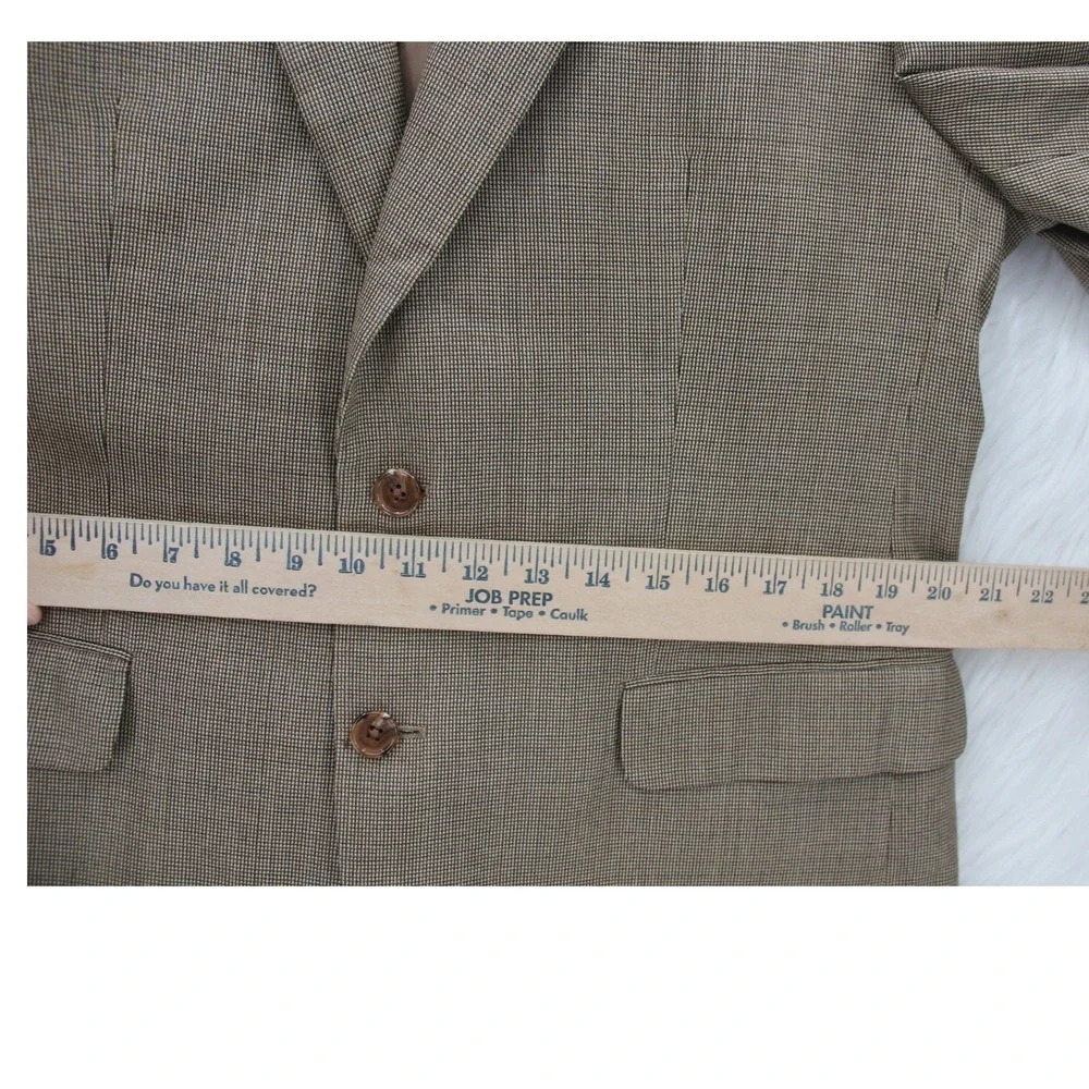 Lauren Ralph Lauren Blazer Men 40R Beige Wool Silk Houndstooth Sport Coat Jacket